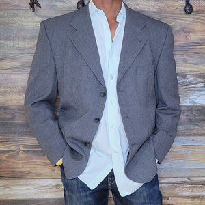 Jeff Banks London 100% Wool Gray Sport Blazer Jacket Size 42S